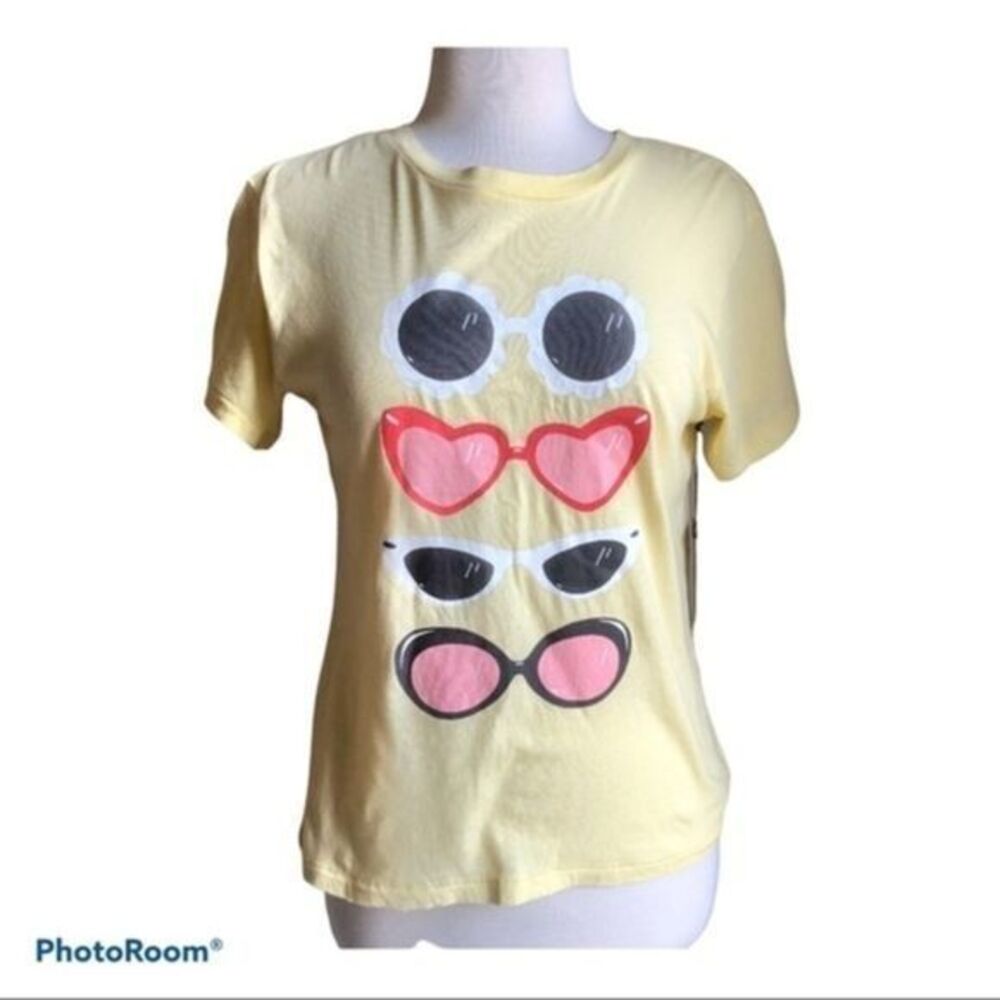 WILDFOX yellow sunglasses t-shirt small